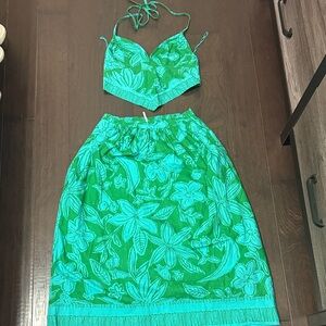 Floral Green Two-Piece Set